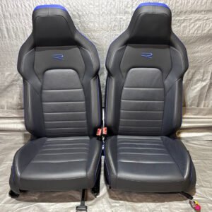 2022-2025 Volkswagen MK8 Golf R OEM Titan Black Leather Front Seats w/ Blue Inserts / M8R01